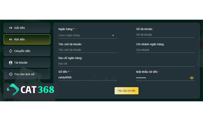 Rút tiền nhanh chóng tại Cat368.